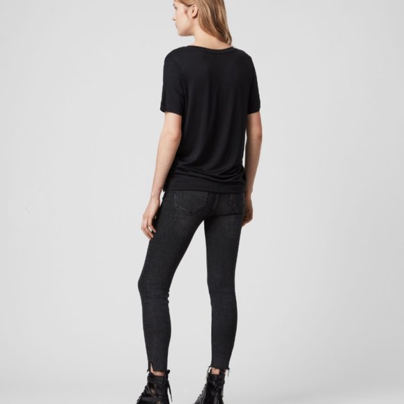 ALL SAINTS RYDER LUX RUCHED SIDE TIE T-SHIRT - Picture 8 of 8
